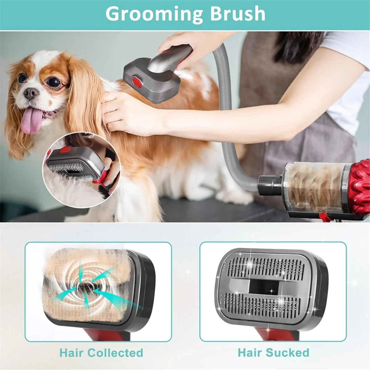 Pet Grooming Kit for Dyson Vacuum V7 V8 V10 V11 V12 V15, Pet Grooming Brush Attachment,Dog Hair Groomer Tools