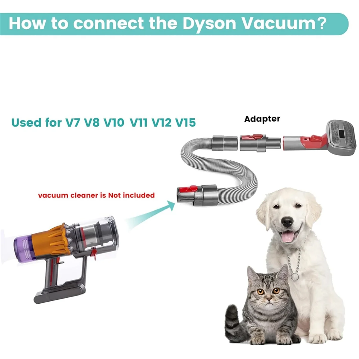 Pet Grooming Kit for Dyson Vacuum V7 V8 V10 V11 V12 V15, Pet Grooming Brush Attachment,Dog Hair Groomer Tools